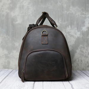 Sac de voyage pliable en cuir véritable écologique, imperméable, avec fermeture éclair, marron, durable, grande capacité - Product Image 2