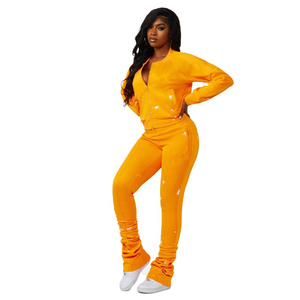 Conjunto de 2 Piezas de Invierno para Mujer, de Alta Calidad, Ajustado, Manga Larga, Top Corto Sexy, Chándal Informal de Terciopelo para Fitness - Product Image 6