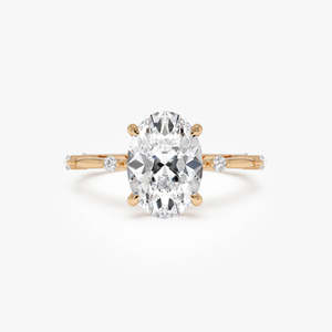 Anillo de compromiso ovalado con diamante cultivado en laboratorio, banda decorativa, 1.55 quilates totales, color E-F, claridad VS, oro de 14K, certificado IGI, para mujer - Product Image 3