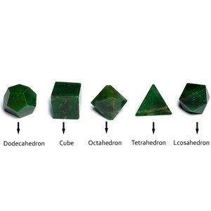 Juego de piedras geométricas de Jade verde, conjunto de piedras geométricas de cristal platónico sólido sagrado, piedra natural, juego de geometría curativa - Product Image 2
