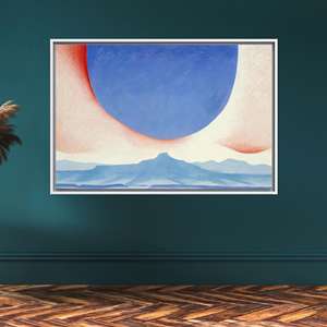 Desert Sky Printed Canvas: Abstract Sun & Mountain Artwork,1P:White <b>Framed</b> - Product Image 1