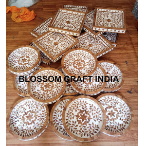 ถาดไม้ฝังมุกประดับลายดอกไม้สุดหรู กลิ่นไม้จันทน์ กุหลาบ และมะลิ ของตกแต่งบ้านรักษ์โลกสำหรับโรงแรมและร้านอาหาร - Product Image 2