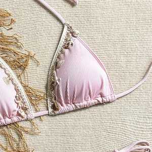 Ivory Sexy dress for the beach outing bold beaded beach wear bikini set ready to wear sexiness New Design Custom - Product Image 5