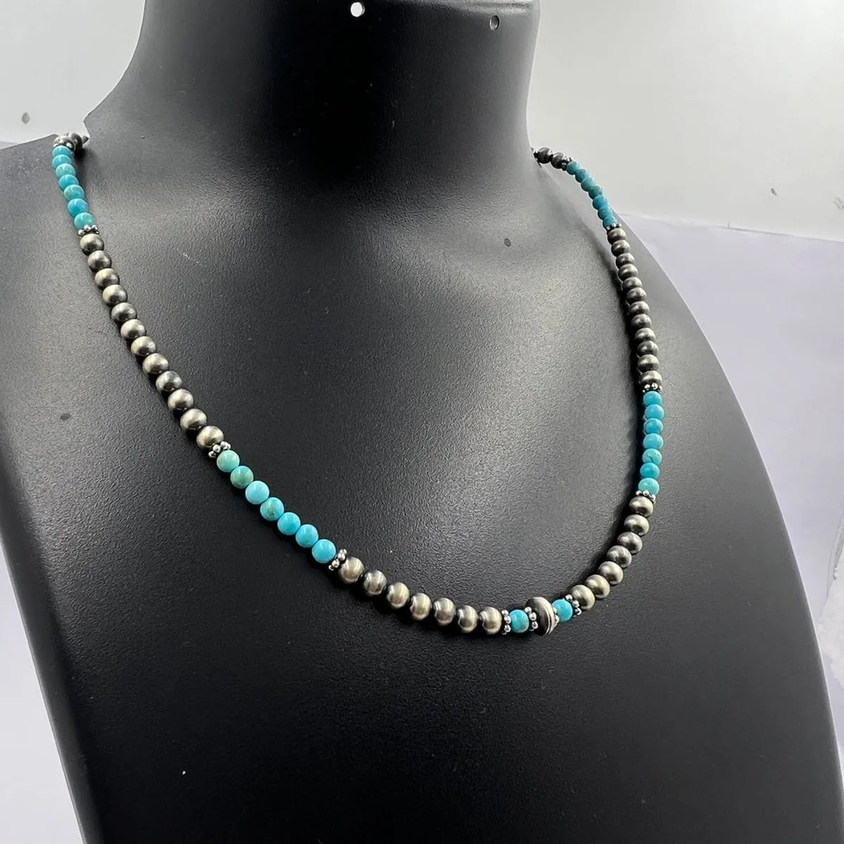 Vente chaude perles en argent Sterling Navajo naturel et perles de Turquoise bijoux pour femmes, bijoux occidentaux perlés étouffement pour cadeau