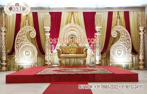 แกรนด์ฮินดูการตกแต่งเวทีงานแต่งงานกรอบหน้าต่างที่ทันสมัยสำหรับการสู้รบกรอบหน้าต่างที่ได้รับความนิยมสำหรับเวทีพิธีแหวน - Product Image 3