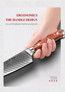 Vente en gros de commandes en gros personnalisées OEM ODM couteau de chef de cuisine professionnel style Damas avec manche en bois de résine - Product Image 4