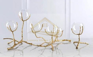 Metal Durable <b>Candle</b> Holder With Gold Color and Leaf Design Dining Tabletop <b>Candle</b> <b>Dinner</b> Supplies From Indian Manufacturer - Product Image 6