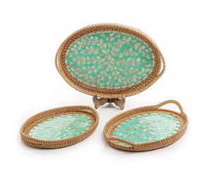 Vente en gros de vadrouilles en rotin artisanal de belle conception Plateau de service en bois perlé pour le Ramadan Eid Festival Top Trending du Vietnam - Product Image 5