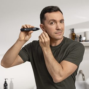 Tondeuse portable pour poils du nez et des oreilles pour hommes, rasoir compact pour poils du visage, tondeuse à longs poils, lames à grille, USB, pour la maison et la voiture, en plastique - Product Image 2