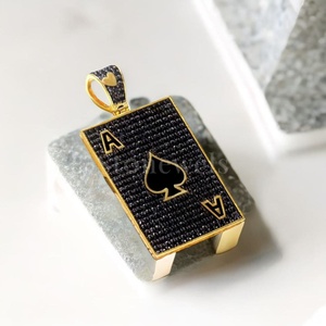 Luxury <b>Gold</b> Ace Spades Hip-Hop Pendant Modern Statement Jewelry <b>for</b> <b>Men</b> Women Zircon <b>for</b> Weddings Parties Symbolizing Power Risk - Product Image 4