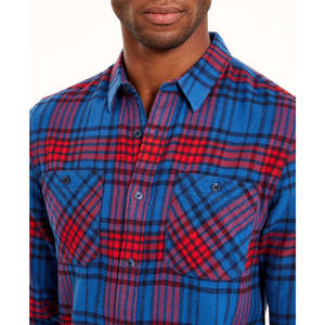 Camicia Casual da Uomo American Rag Brady a Quadri, 100% Cotone Flanella Traspirante, Blu, Taglie dalla S alla 6XL, Personalizzabile ODM - Product Image 3