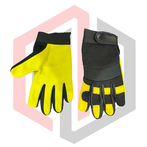 Black Yellow Custom Material Safety <b>Gloves</b> Knit Wrist Cuff Anti-Vibration Lightweight Non-Slip Flexible <b>Touch</b> <b>Screen</b> Function - Product Image 5