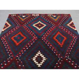 พรมขนาด 6.2x9.8 ฟุต, พรมวินเทจตุรกี, พรมขนสัตว์คิลิมสีแดง - Product Image 4