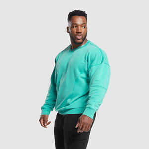 Pierre lavé col rond polaire français éponge manches longues sweat lourd 450 Gsm pull en détresse délavé sweat hommes - Product Image 2