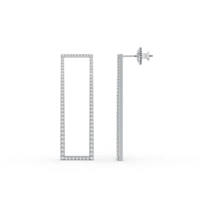 Boucles d'oreilles pendantes minimalistes en argent sterling 925 massif avec diamant de laboratoire certifié IGI, monture rectangulaire, pour femmes - Product Image 3