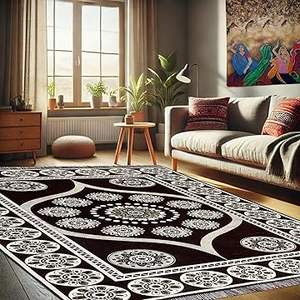 Alfombra de chenilla de 5x7 pies | Alfombra de terciopelo suave para sala de estar, salón y Dormitorio | Alfombra de suelo para el hogar | Designer Dari for Floor - Product Image 5