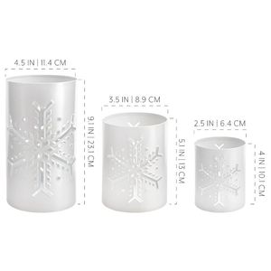 A.K. Artesanías - Juego de 3 Faroles Decorativos Navideños de Metal Blanco, Hechos a Mano, con Diseño Impreso y Recortado, para Decoración de Mesa del Hogar - Product Image 4