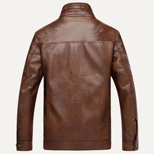Chaqueta de cuero duradera para exteriores para hombre, chaqueta de invierno de talla grande, venta al por mayor, prendas de vestir exteriores con cuello levantado, chaquetas de cuero para hombre - Product Image 2