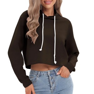Sudadera con capucha corta para mujer, estilo Y2K, ecológica, forrada, de moda casual, manga larga, gruesa, cálida, transpirable, con logo frontal, estilo urbano - Product Image 3