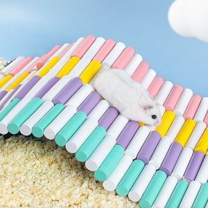 HEDGEHOG Vàng hamster cầu thang thang đu hàng rào tự nhiên cầu gỗ đầy màu sắc leo núi cảnh quan hình chữ nhật hình dạng động vật nhỏ - Product Image 2