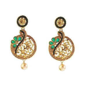 Kriaa Kundan Stone Pearl Drop Pendientes colgantes Chapado en oro 1307406A Joyería fina Dangler para mujeres - Product Image 1