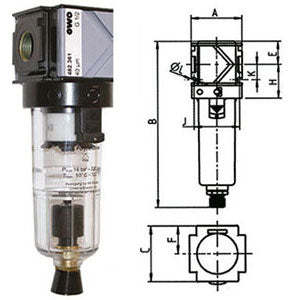 Filtro de Aire Comprimido Cilíndrico de Vaciado Automático Variobloc, Policarbonato Transparente, Modelo 3463GSPA 1/2 - Nuevo - Product Image 1