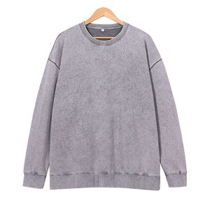 Venta al por mayor de alta calidad Logo Heavyweight Unisex French Terry de gran tamaño transpirable cuello redondo Plain Acid Wash sudadera para hombres - Product Image 1