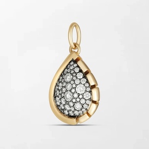Pendentif goutte d'eau en or jaune 18 carats avec sertissage fendu et 59 diamants ronds de laboratoire de 0,73 carat GH-VS pour fête de fiançailles - Product Image 3