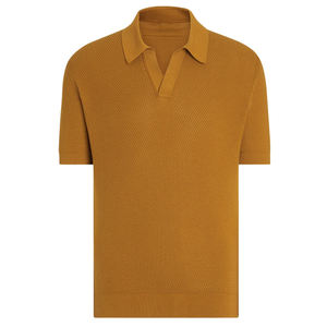 เสื้อสวมหัวคอวีของผู้ชายผ้าฝ้าย100% ระบายอากาศได้สำหรับกอล์ฟเสื้อโปโลเสื้อแฟชั่นธุรกิจถักสั้นธุรกิจ - Product Image 1