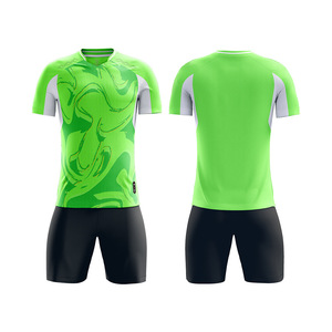 Conjunto de uniforme de fútbol unisex personalizado 100% poliéster con cuello en V transpirable secado rápido Transferencia de Calor impreso camiseta ligera sin costuras - Product Image 4