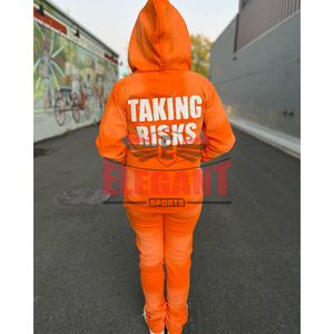 Chándal acampanado lavado con ácido para hombre, logotipo bordado desgastado, Sudadera con capucha y cremallera completa transpirable y conjuntos de pantalones de chándal - Product Image 4