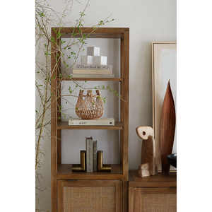 Armoire de rangement élégante en rotin naturel, armoire de rangement haute en bois et en rotin, parfaite pour le salon - Product Image 5