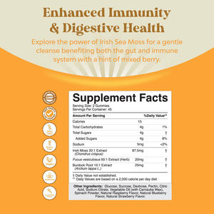 Gomitas de Musgo Irlandés y Saúco de Alta Calidad, Certificadas por HACCP, 60 Unidades, Apoyo Inmunológico y Digestivo para Adultos, Apto para la Tiroides - Product Image 3
