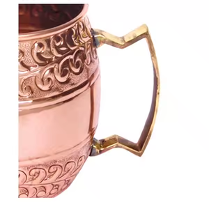 Pure Copper Round Copper Mug With Brass Handle Hammered Texture Copper Mugs by Crescent Crafts - Product Image 2