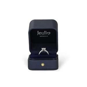 Vintage Dark Blue <b>Proposal</b> <b>Ring</b> <b>Box</b> by Jeulia-Elegant Square Jewelry <b>Box</b> for Wedding - Product Image 4