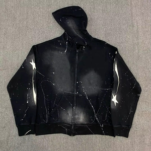 Fabricante de ropa de calle personalizada 360 Gsm Mezclas de algodón Forro polar Cremallera Sudaderas con capucha lavadas con ácido Sudaderas con capucha unisex - Product Image 5