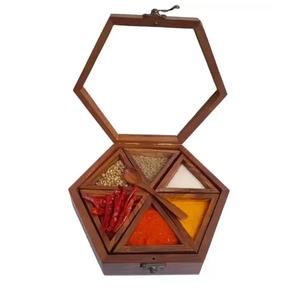 Customized Best Quality Handcrafted Natural Wooden <b>Spice</b> <b>Box</b> <b>Spice</b> Container for Home Home Restaurant Hotel - Product Image 3