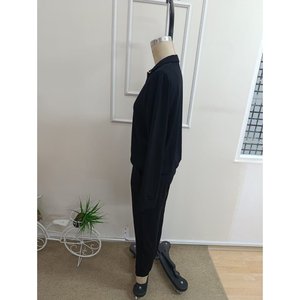 Conjunto de Dos Piezas de Blusa y Pantalón de Viscosa con Cuello de Pescador y Cierre de Cremallera, Manga Larga, para Mujer, 37964 - Negro - Product Image 5