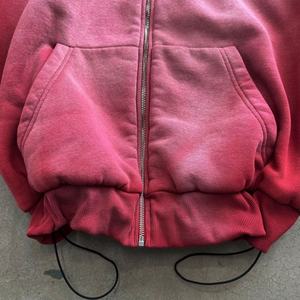 Custom Heavyweight Plain Hoodie 500 Gsm Thick Sun Fade Hoodie for Women Sunfaded <b>Zip</b> up Hoodie - Product Image 3