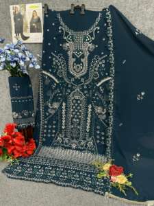 Diseñador Heavy Pure Fox Georgette con bordado pesado traje pakistaní ropa de fiesta - Product Image 3