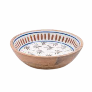 Tazón para Servir Ensalada de Frutas de Madera de Mango Grande, Ecológico, Personalizable, de Alta Calidad, Elegante, con Decoración de Rama de Hoja Metálica Pulida - Product Image 4