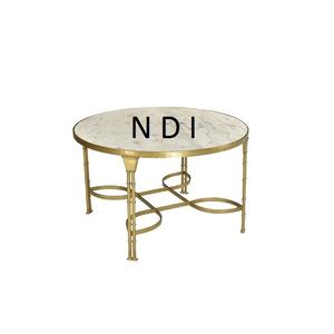 Mesa de Centro de Diseño Exclusivo para Cafetería o Centro Comercial, con Cubierta de Mármol y Acabado Dorado, para Uso en Hogar u Hotel - Product Image 1