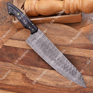 Couteau de chef professionnel en acier Damas de 8 pouces, fabriqué sur mesure, à lame pleine longueur, ambidextre, avec manche ergonomique en bois, haute dureté - Product Image 2