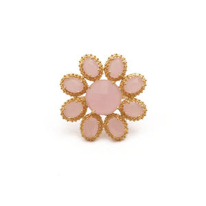 Personalized Designer Gemstone Ring Set Adjustable <b>Flower</b> Style Prong Jewelry Made From Brass for Custom Supply - Product Image 2