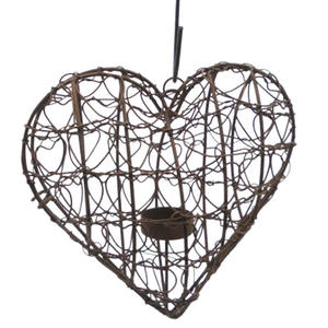 Ornements suspendus en forme de cœur avec support de lampe à thé Décoration de lavage blanche Personnalisée à la main en gros en vrac - Product Image 3