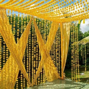 Guirlande de souci traditionnel indien, chaîne de souci, guirlande, toile de fond, toile de fond Ganpati Diwali, guirlande décorative, décoration murale - Product Image 1