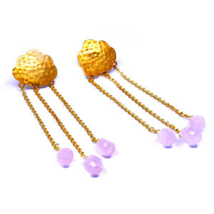 925 argent Sterling Rose Quartz pierres précieuses suspendues ensemble de boucles d'oreilles à la mode plaqué or bijoux Style classique pour les anniversaires - Product Image 4