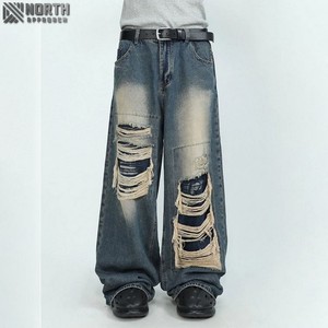 กางเกงยีนส์แฟชั่นลำลองสำหรับผู้ชายกางเกงยีนส์ทรงหลวมสีม่วงสไตล์วินเทจสไตล์สตรีท - Product Image 6