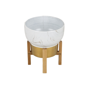 Support en fer fait à la main léger et élégant effet marbre Base dorée plantes d'intérieur sol fleur Vase maison bureau balcon salon - Product Image 4