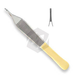 Adson Forceps Cruz dentada 4 3/4 "Empuñadura de carburo atraumática Quirúrgico Agarre seguro Manejo Agarre antideslizante Instrumentos médicos - Product Image 1